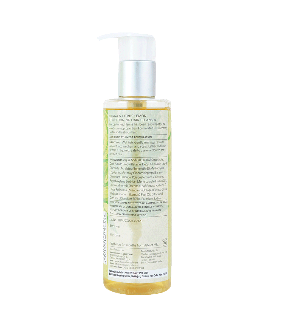 Henna and Citrus Lemon Conditioning Hair Cleanser for Dull & Dry Hair