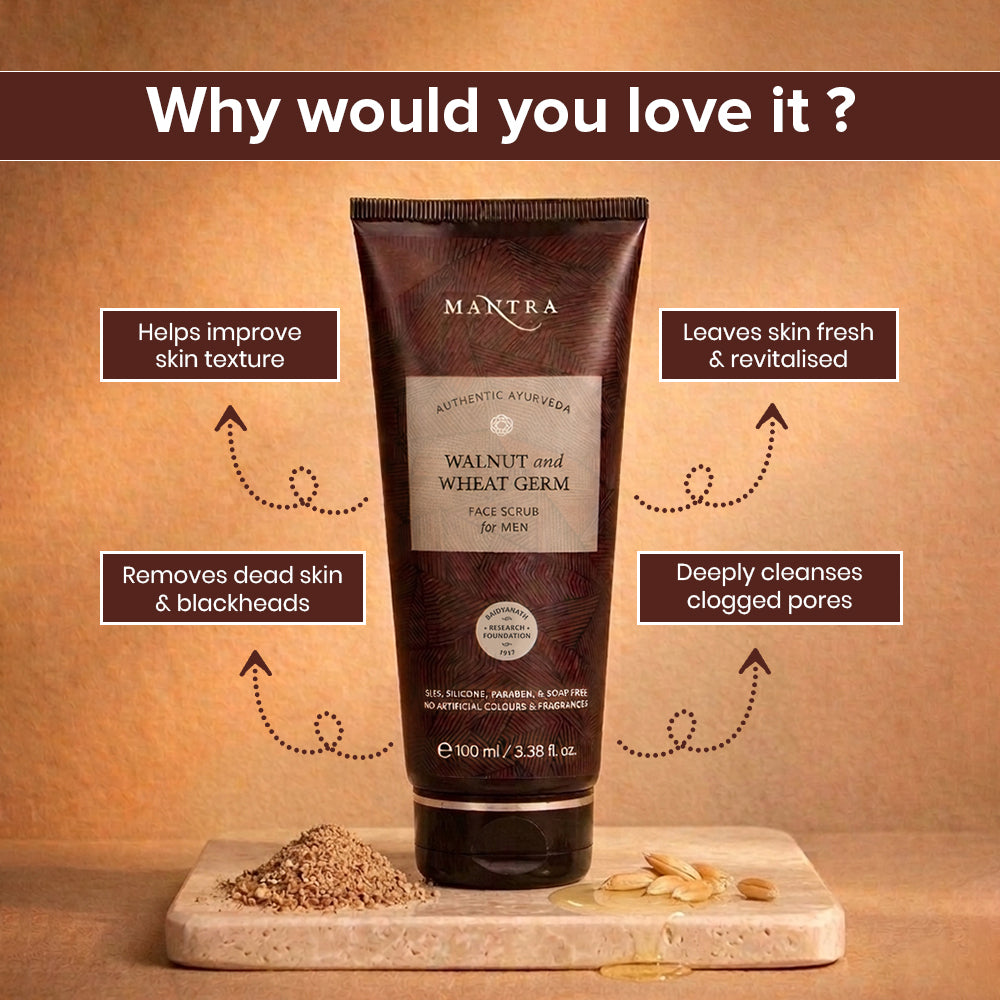 Walnut & Wheat Germ Face Scrub For Men
