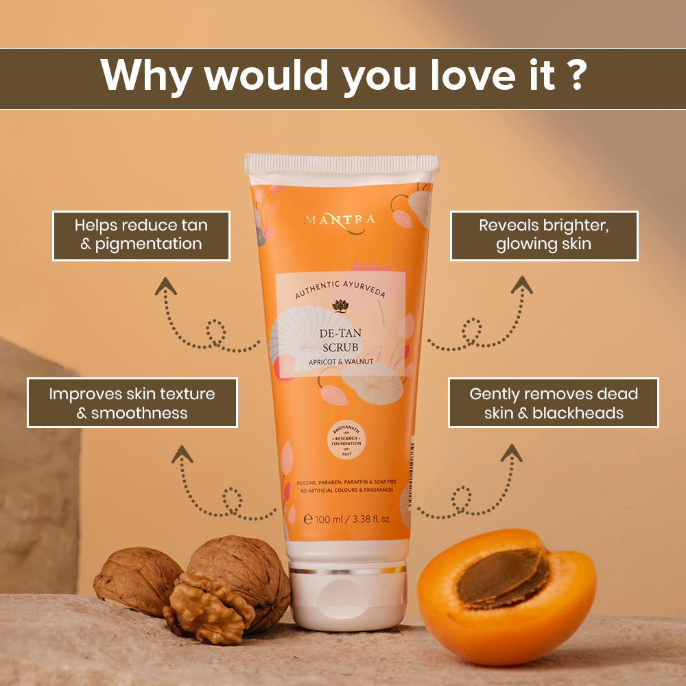 De Tan Combo: De-Tan Scrub Apricot & Walnut + De-Tan Pack Fuller’s Earth & Turmeric