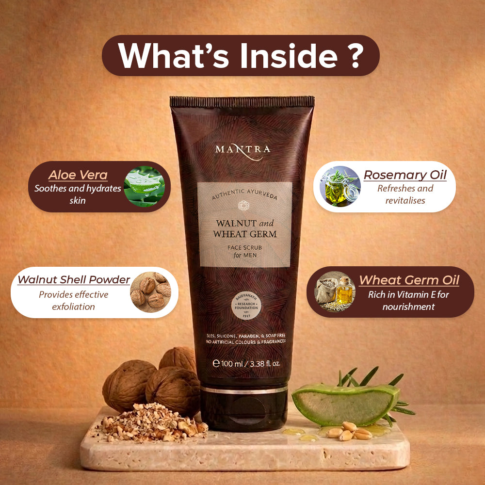 Walnut & Wheat Germ Face Scrub For Men
