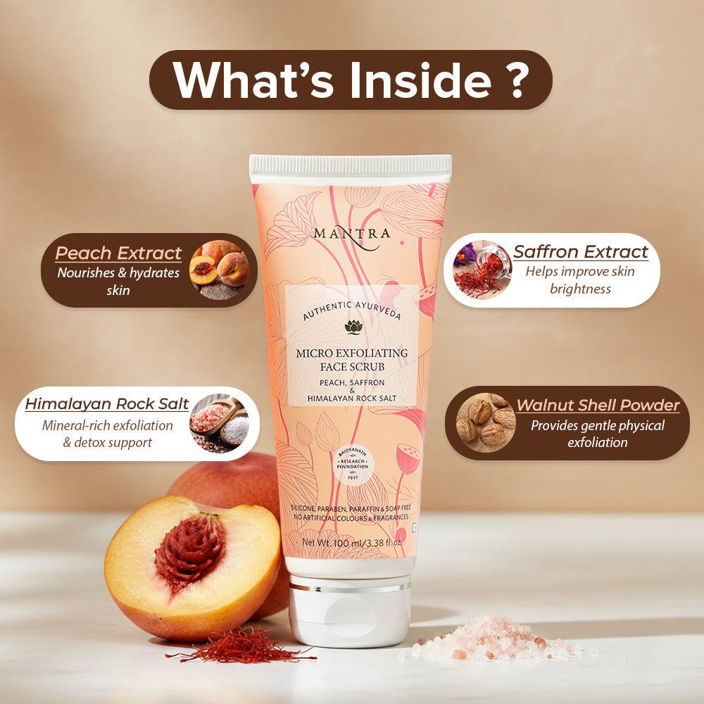Peach, Saffron and Himalayan Rock Salt Micro Exfoliating Face Scrub