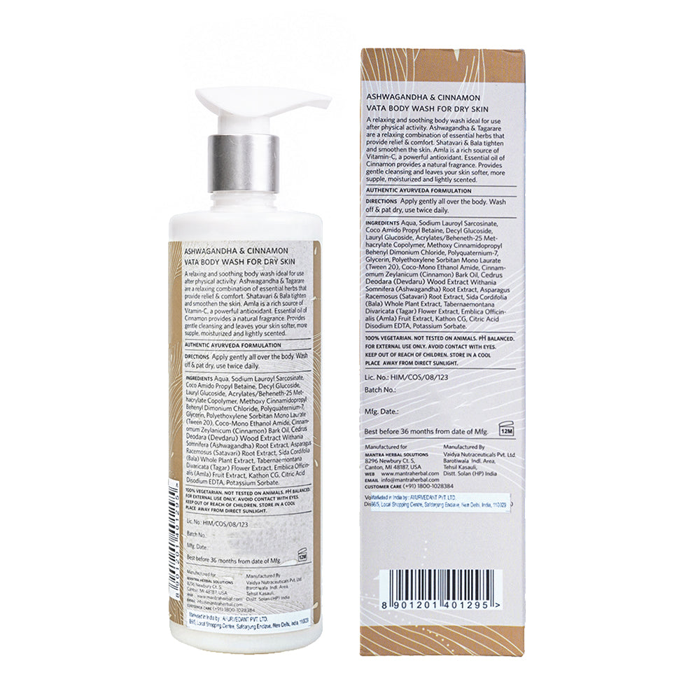 Ashwagandha and Cinnamon Vata Body Wash for Dry Skin
