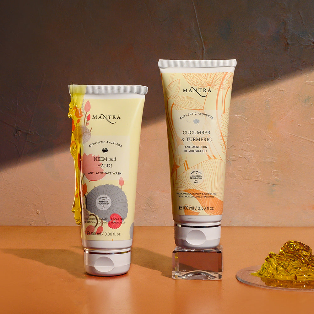 Anti-Acne Combo: Neem and Haldi Anti Acne Face Wash + Cucumber & Turmeric Anti Acne Skin Repair Face Gel