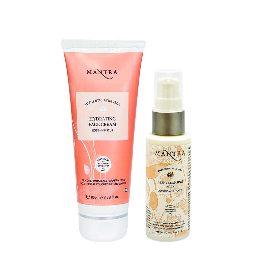 Soft Glow Kit: Deep Cleansing Milk Almond And Honey + Rose and Hibiscus Hydrating Face Cream