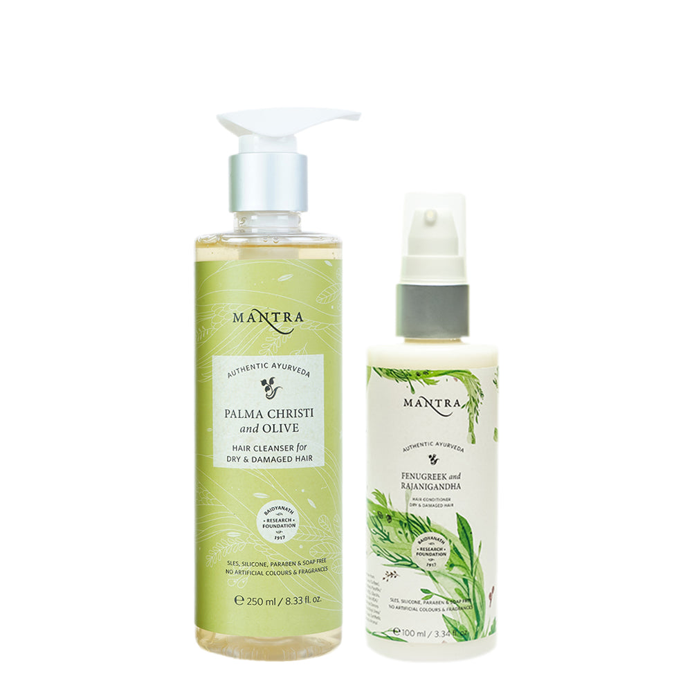 Damage Repair Duo: Palma Christi & Olive Hair Cleanser + Fenugreek & Rajanigandha Hair Conditioner