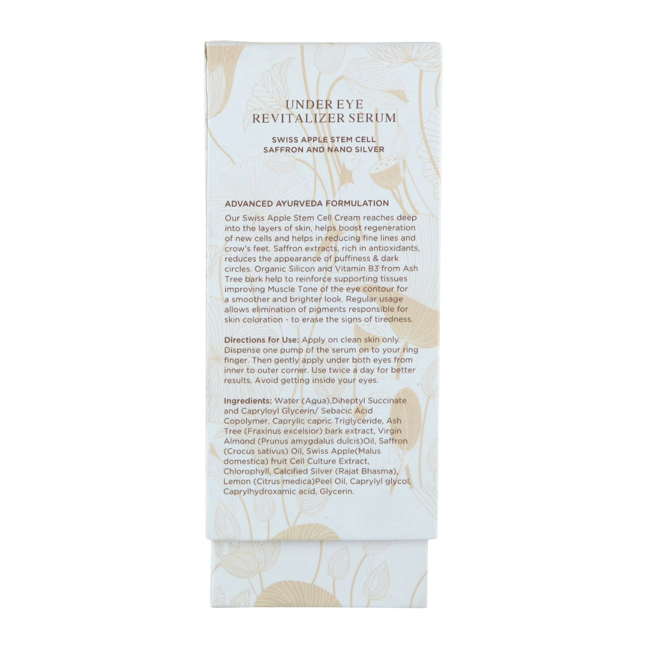 Under Eye Revitalizer Serum Swiss Apple Stem Cell Saffron and Nano Silver
