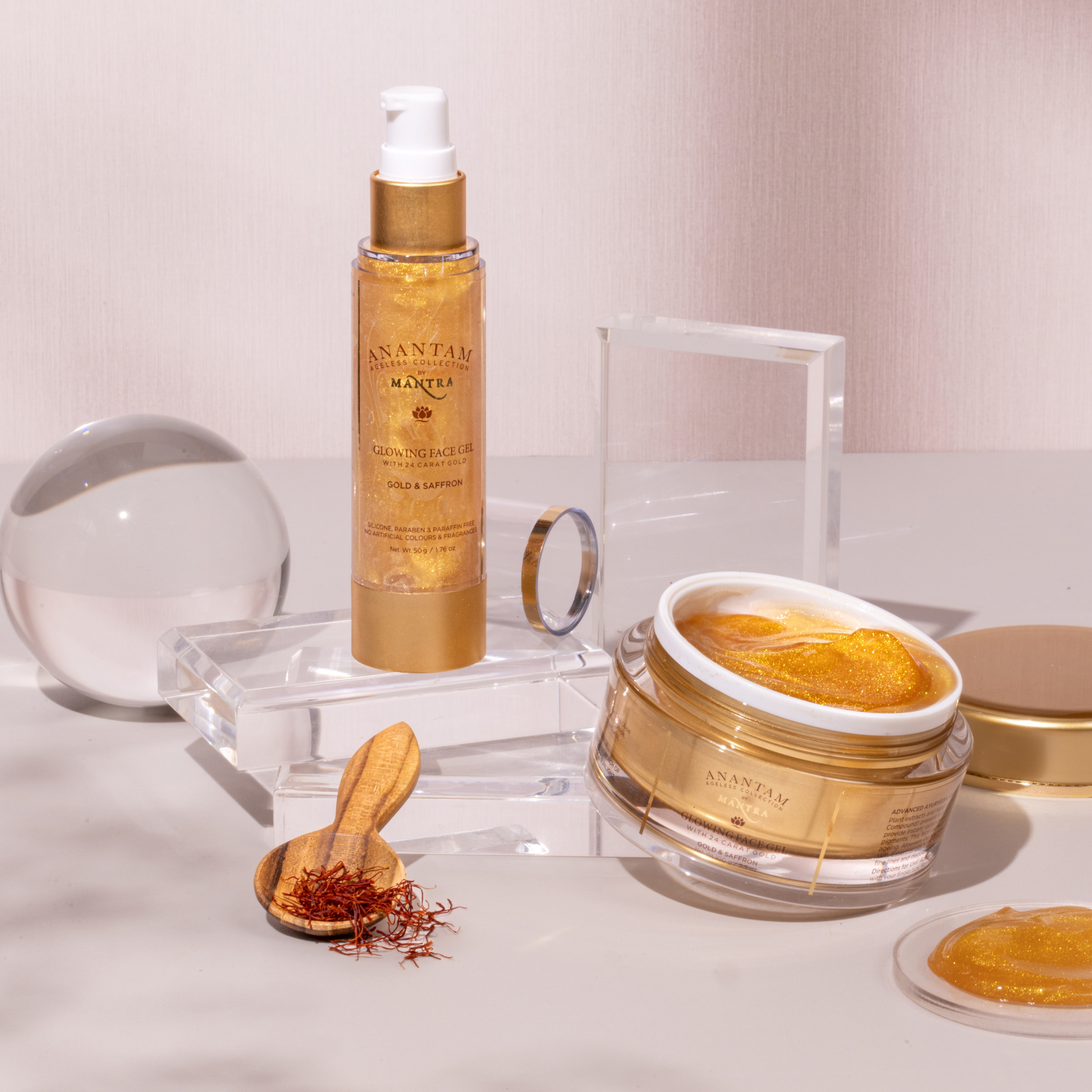 Gold and Saffron Glowing Face Gel with 24 Carat Gold