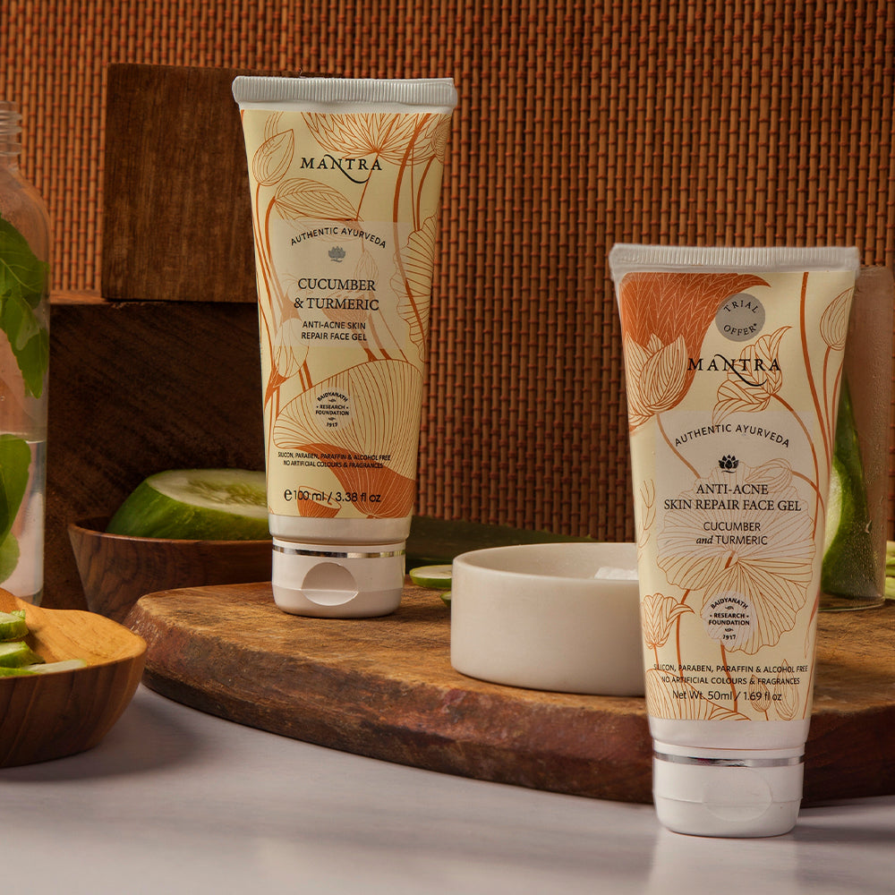 Anti-Acne Combo: Neem and Haldi Anti Acne Face Wash + Cucumber & Turmeric Anti Acne Skin Repair Face Gel