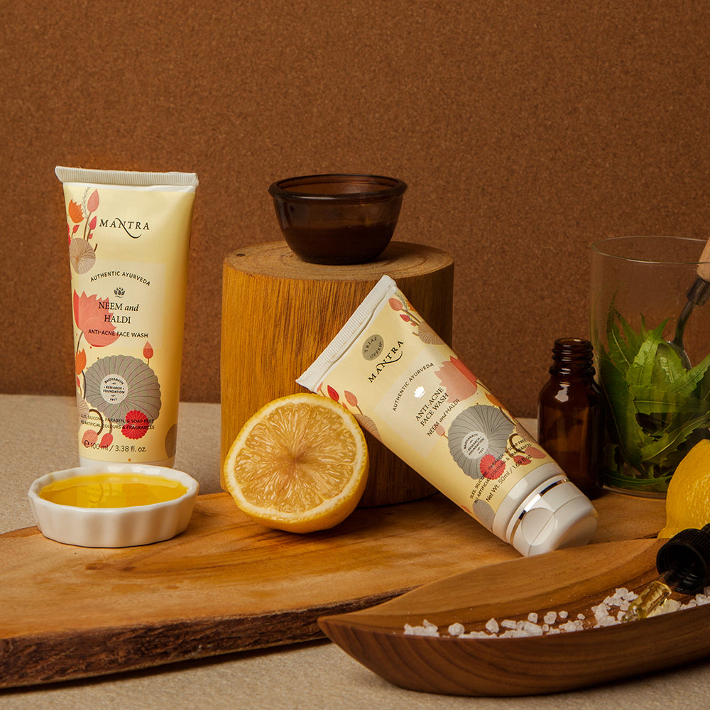 Anti-Acne Combo: Neem and Haldi Anti Acne Face Wash + Cucumber & Turmeric Anti Acne Skin Repair Face Gel