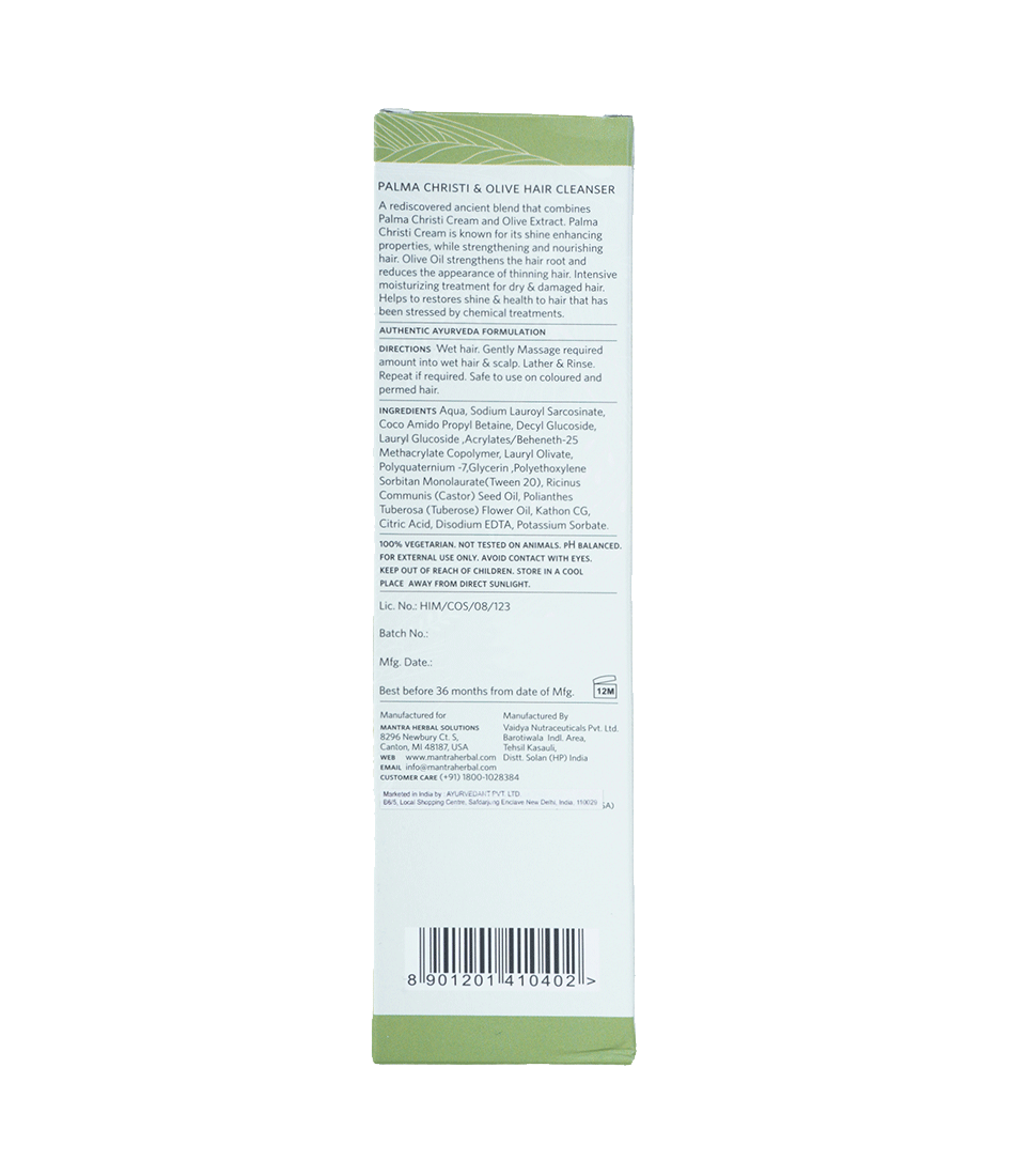 Palma Christi and Olive Hair Cleanser for Dry & Damaged Hair