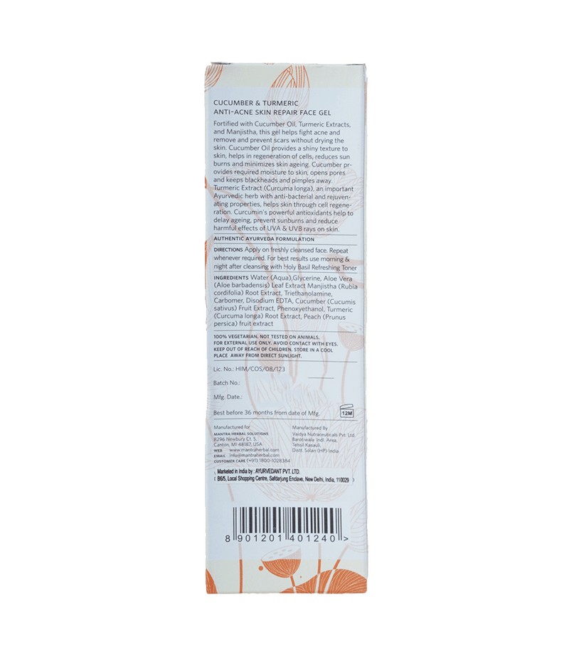 Cucumber & Turmeric Anti-Acne Skin Repair Face Gel