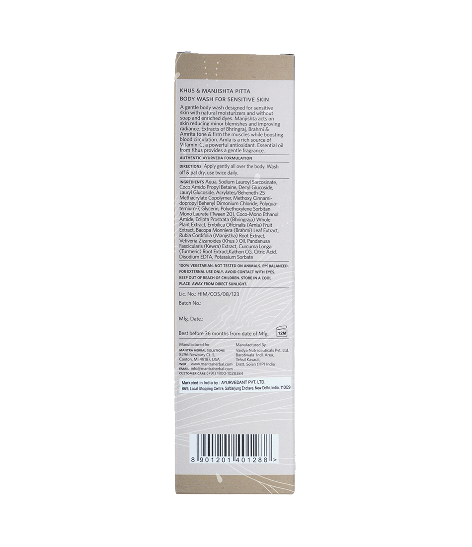 Khus and Manjistha Pitta Body Wash for Sensitive Skin