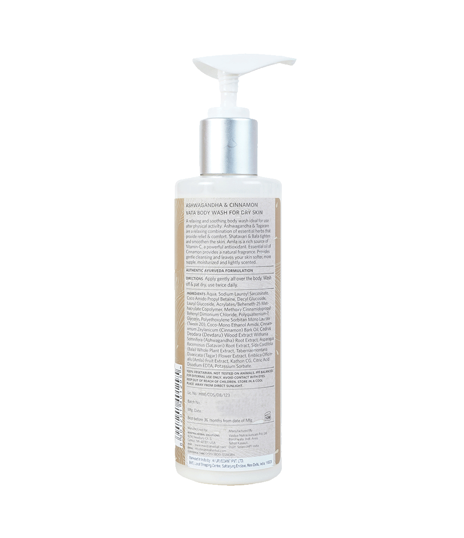 Ashwagandha and Cinnamon Vata Body Wash for Dry Skin
