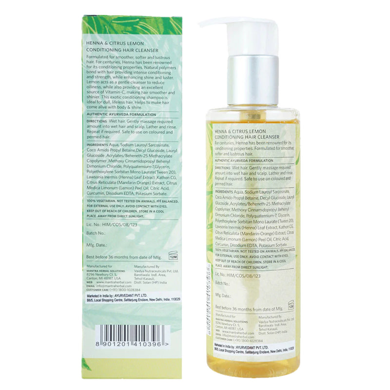 Fenugreek and Rajanigandha Hair Conditioner for Dry & Damaged Hair + Henna and Citrus Lemon Conditioning Hair Cleanser for Dull & Dry Hair