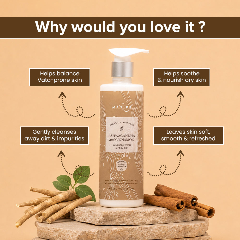 Ashwagandha and Cinnamon Vata Body Wash for Dry Skin