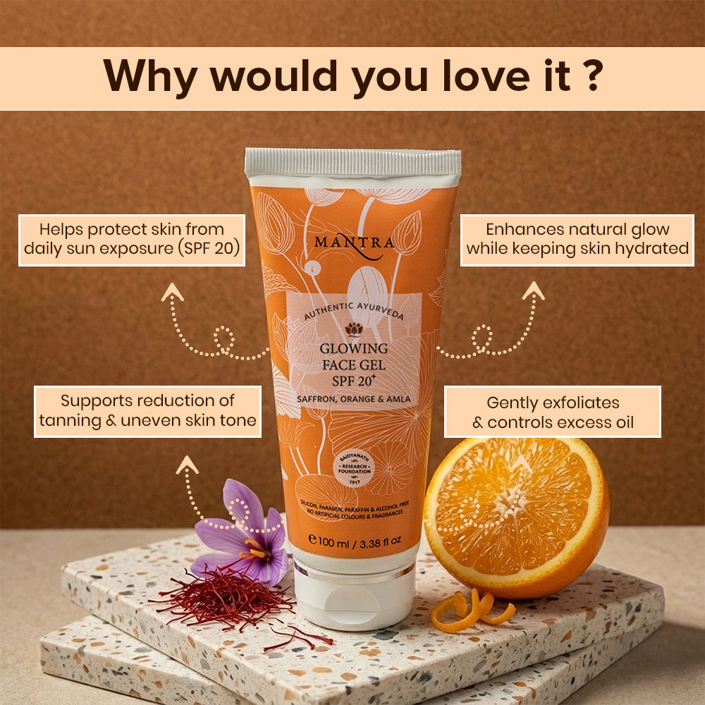 Saffron, Orange And Amla Glowing Face Gel SPF 20