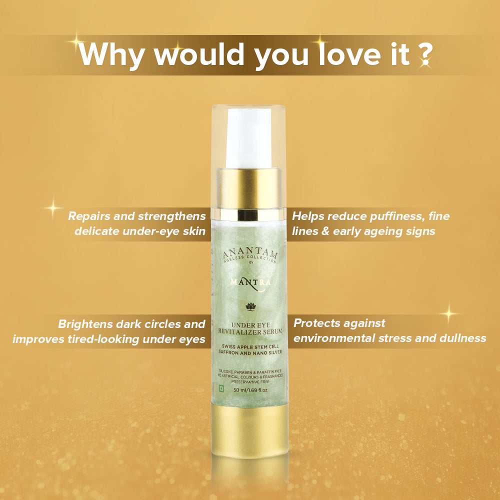 Under Eye Revitalizer Serum Swiss Apple Stem Cell Saffron and Nano Silver