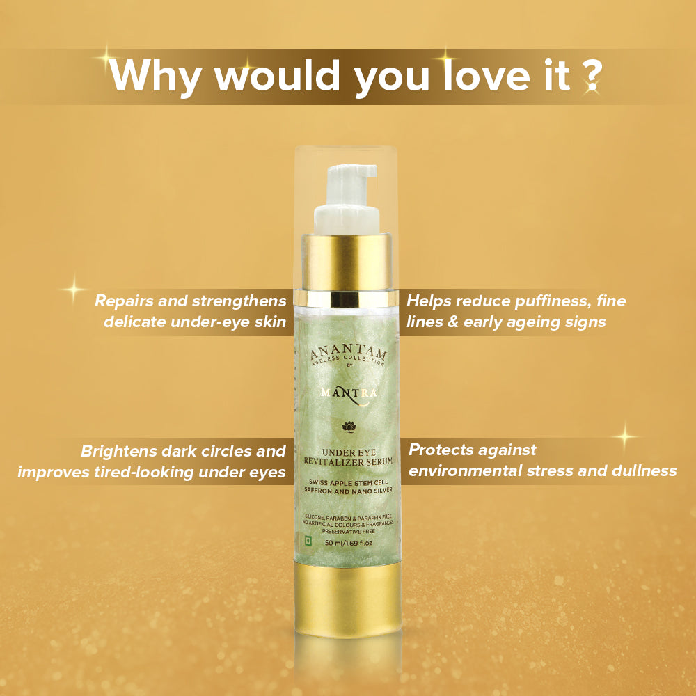 Under Eye Revitalizer Serum Swiss Apple Stem Cell Saffron and Nano Silver