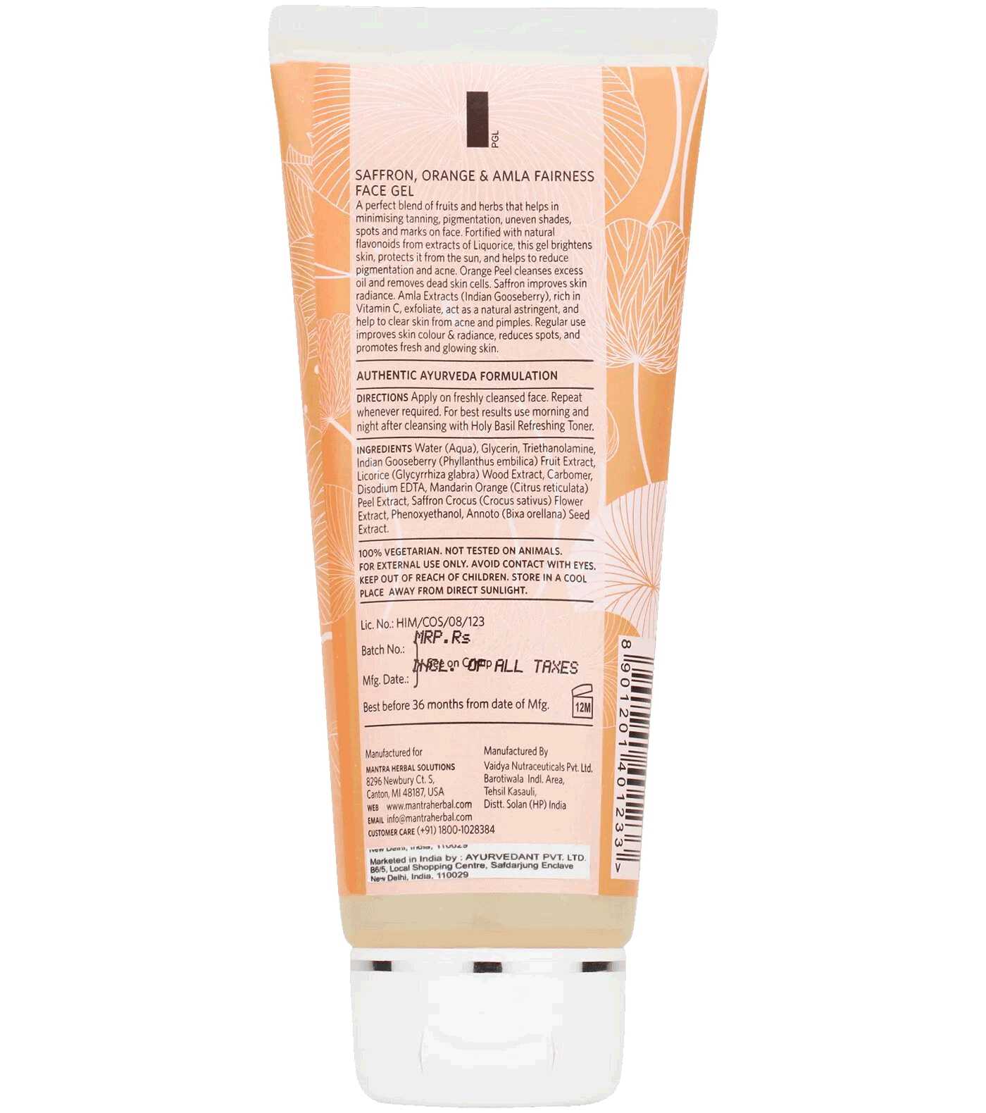 Saffron, Orange And Amla Glowing Face Gel SPF 20