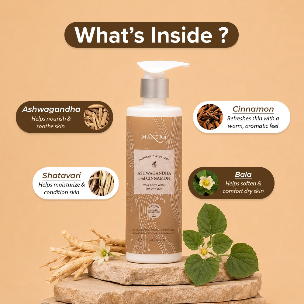 Ashwagandha and Cinnamon Vata Body Wash for Dry Skin
