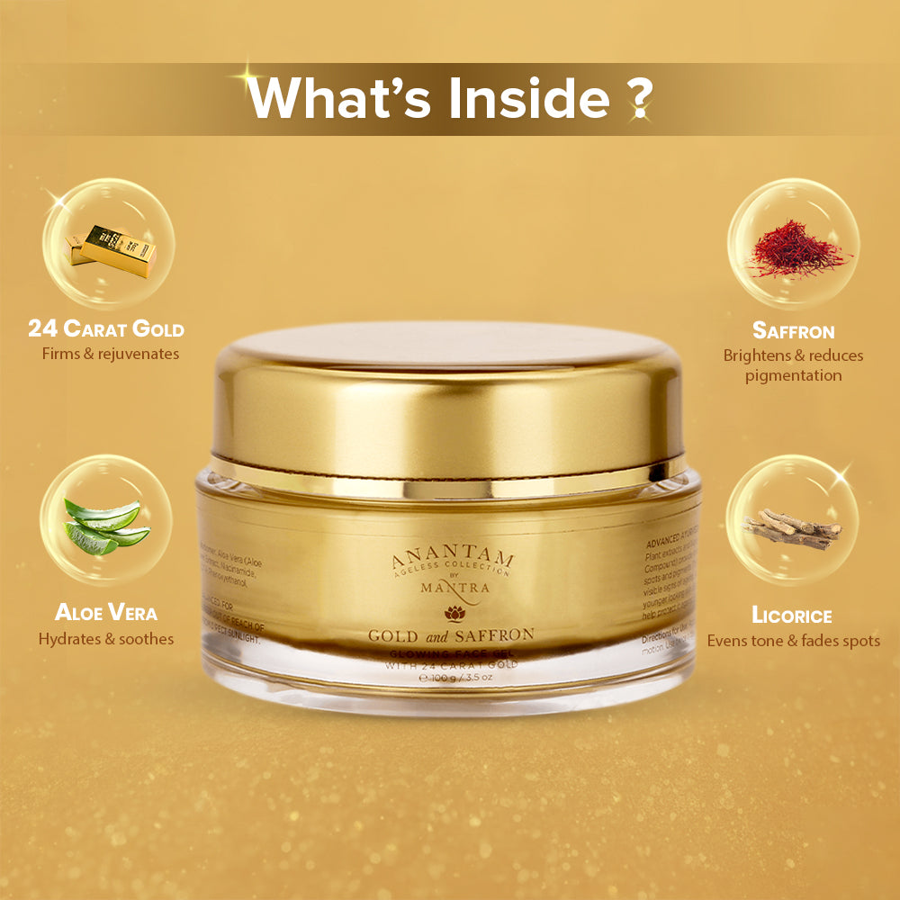 Gold and Saffron Glowing Face Gel with 24 Carat Gold
