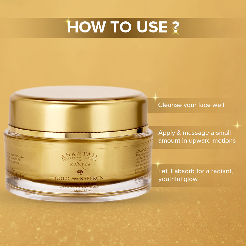 Gold and Saffron Glowing Face Gel with 24 Carat Gold