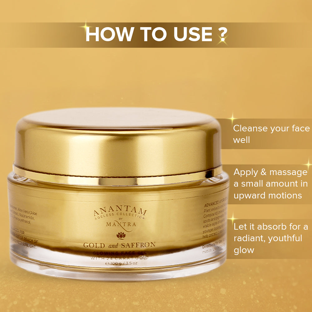 Gold and Saffron Glowing Face Gel with 24 Carat Gold