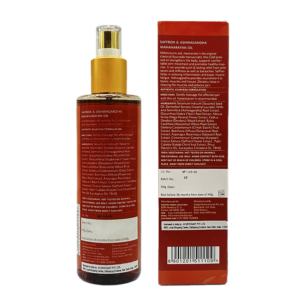 Saffron & Ashwagandha Mahanarayan Oil For Joint And Muscle Support
