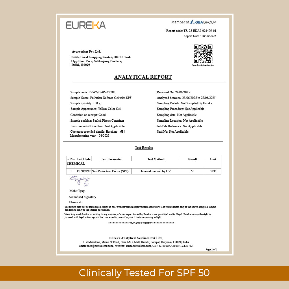 Face Gel Pollution Defense SPF 50 + Sandal, Turmeric & Pure Aloe