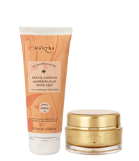 Gold and Saffron Glowing Face Gel with 24 Carat Gold 50gm + Peach, Saffron and Himalayan Rock Salt Micro Exfoliating Face Scrub 100ml