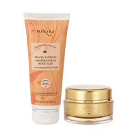 Glow & Renew Duo: Gold and Saffron Glowing Face Gel with 24 Carat Gold 50gm + Peach, Saffron and Himalayan Rock Salt Micro Exfoliating Face Scrub 100ml