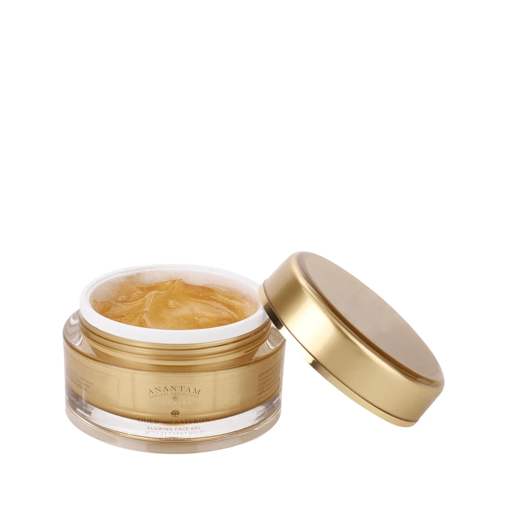 Glow & Renew Duo: Gold and Saffron Glowing Face Gel with 24 Carat Gold 50gm + Peach, Saffron and Himalayan Rock Salt Micro Exfoliating Face Scrub 100ml