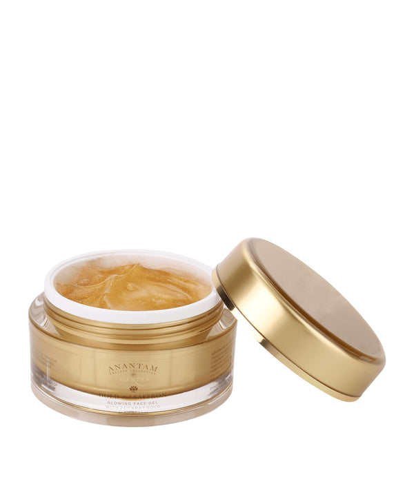 Gold and Saffron Glowing Face Gel with 24 Carat Gold 50gm + Peach, Saffron and Himalayan Rock Salt Micro Exfoliating Face Scrub 100ml