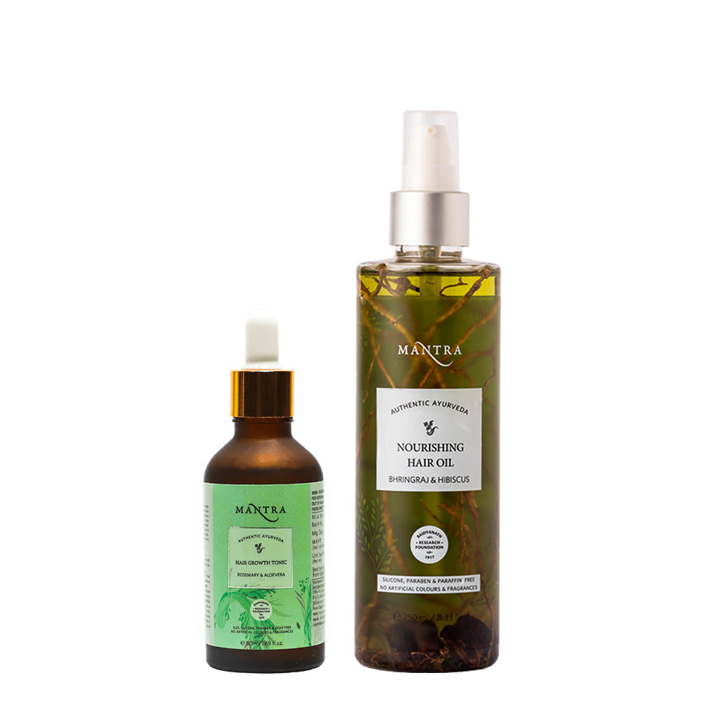 Hair Growth & Hair Fall Control Combo: Hair Growth Tonic + Bhringraj & Hibiscus Nourishing Hair Oil