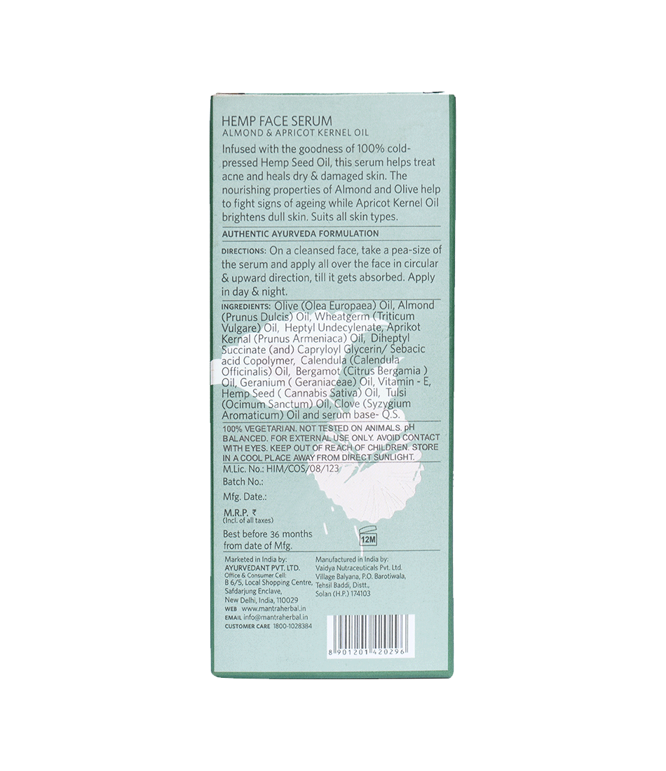 Hemp Face Serum Almond & Apricot Kernel Oil