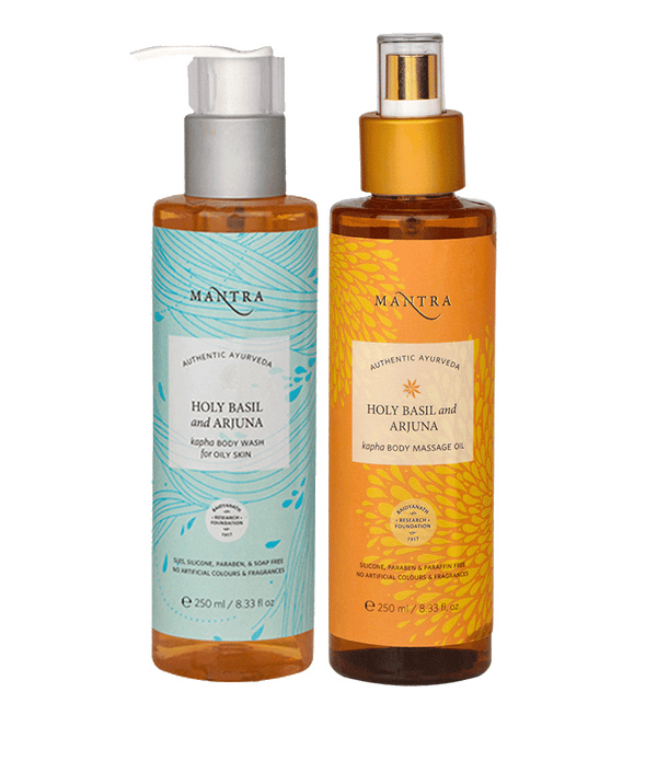 Holy Basil and Arjuna Kapha Body Wash for Oily Skin (250ml) + Holy Basil and Arjuna Kapha Body Massage Oil (250ml)