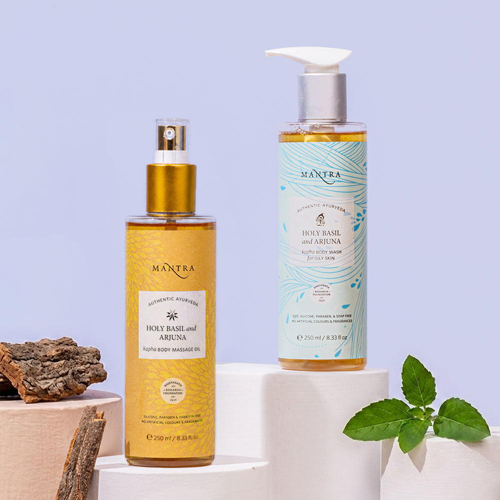 Kapha Revive Body Ritual: Holy Basil and Arjuna Kapha Body Wash + Body Massage Oil