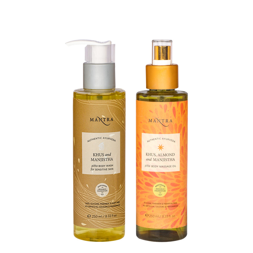 Pitta Calm Body Ritual: Khus and Manjistha Pitta Body Wash + Body Massage Oil