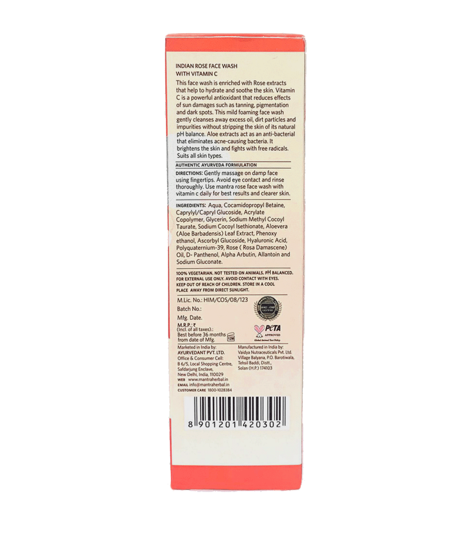 Indian Rose Face Wash With Vitamin C