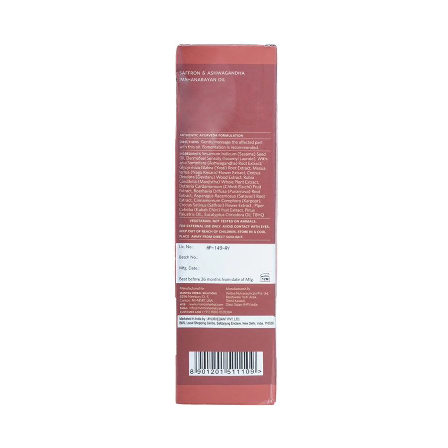 Saffron & Ashwagandha Mahanarayan Oil For Joint And Muscle Support
