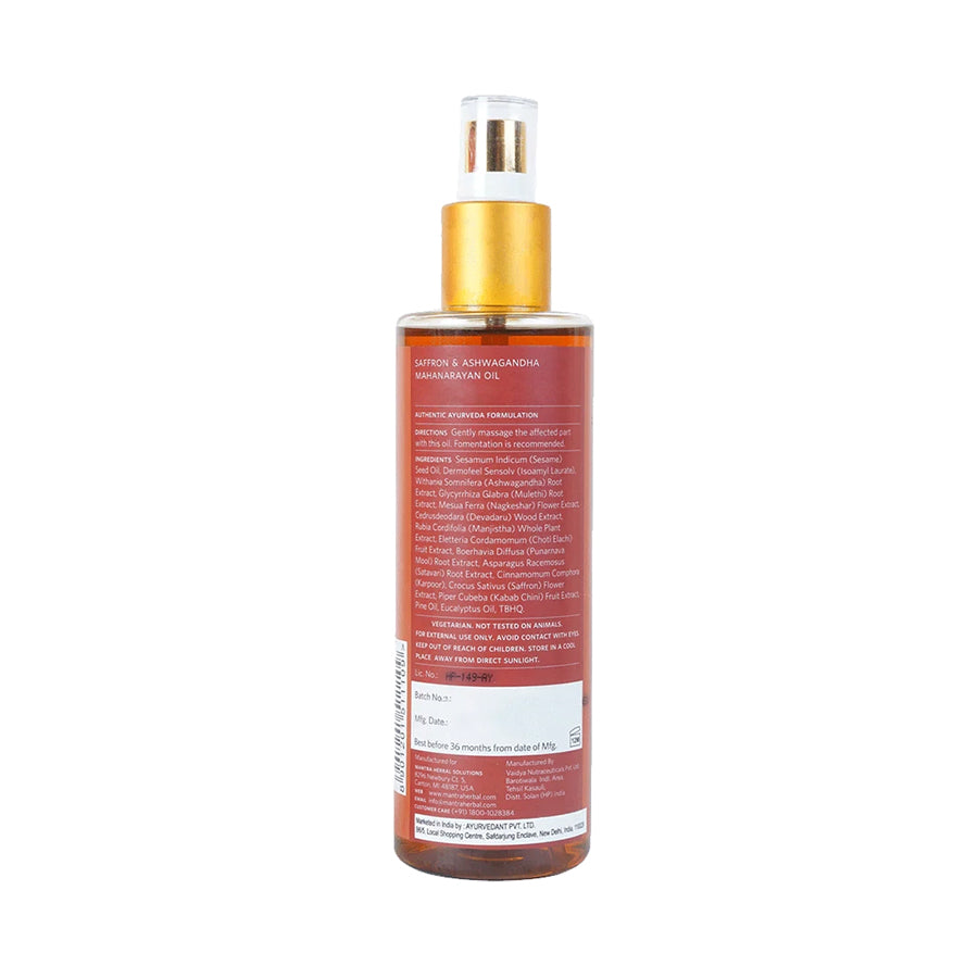 Saffron & Ashwagandha Mahanarayan Oil For Joint And Muscle Support