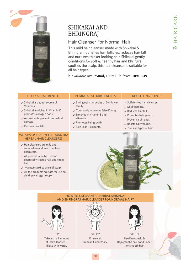 Shikakai and Bhringraj Mild Hair Cleanser for Normal Hair