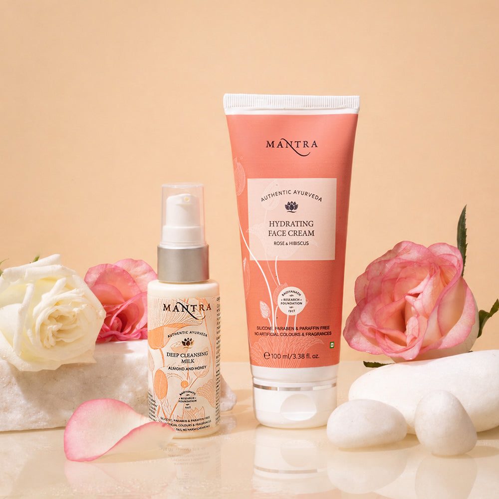Soft Glow Kit: Deep Cleansing Milk Almond And Honey + Rose and Hibiscus Hydrating Face Cream