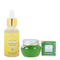 Bright & Calm Duo: Vitamin C Serum with Hyaluronic Acid and Arbutin + Face Gel Revive & Restore Pure Aloe, Neem & Cucumber