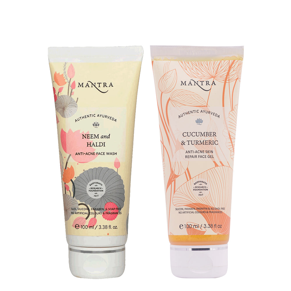 Anti-Acne Combo: Neem and Haldi Anti Acne Face Wash + Cucumber & Turmeric Anti Acne Skin Repair Face Gel
