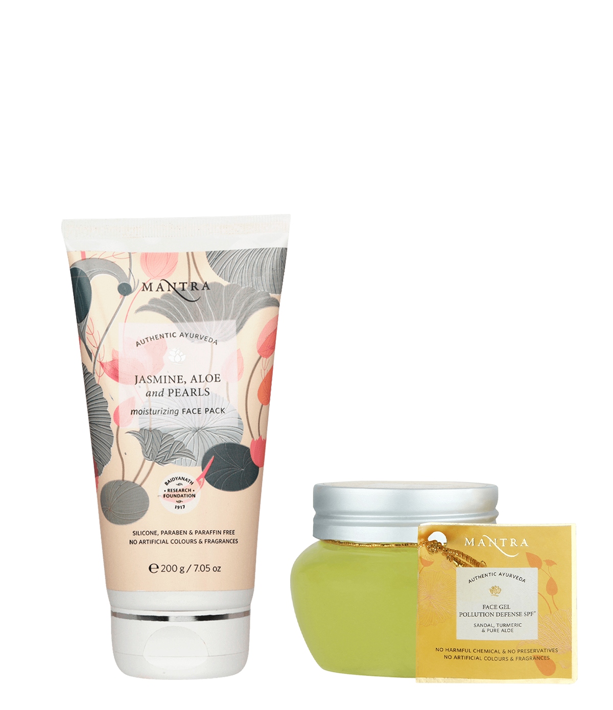 Jasmine Aloe & Pearl Moisturizing Face Pack 200gm + Pollution Defense Face Gel with Aloe Turmeric & Sandalwood  100gm