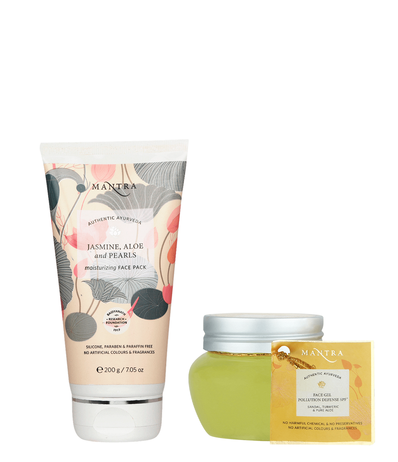 Jasmine Aloe & Pearl Moisturizing Face Pack 200gm + Pollution Defense Face Gel with Aloe Turmeric & Sandalwood  100gm
