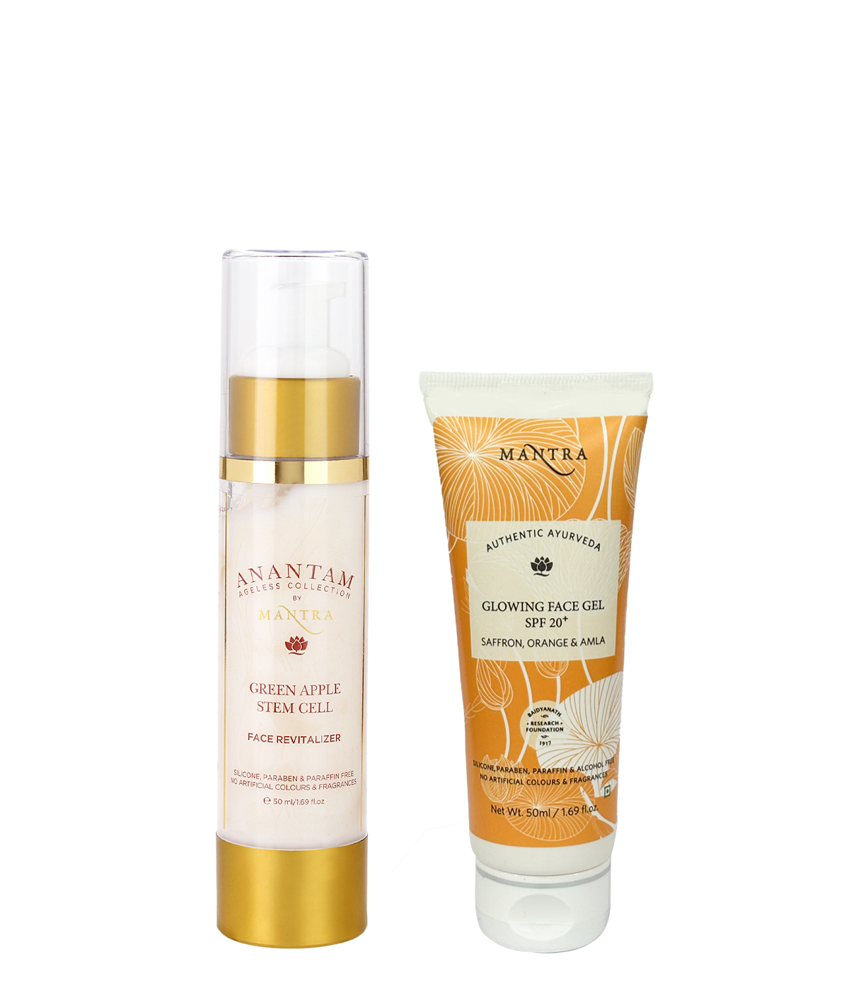 Green Apple Stem Cell Face Revitalizer 50ml + Saffron Orange & Amla Glowing Face Gel with SPF 20 50ml