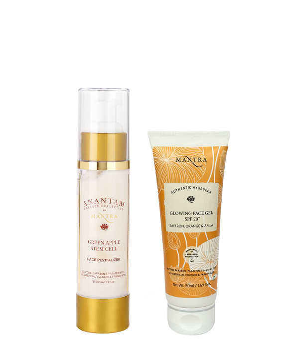 Green Apple Stem Cell Face Revitalizer 50ml + Saffron Orange & Amla Glowing Face Gel with SPF 20 50ml
