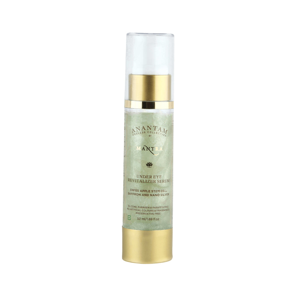 Revive & Refine Combo: Under Eye Revitalizer Serum Swiss Apple Stem Cell Saffron and Nano Silver + Walnut & Wheat Germ Face Scrub For Men
